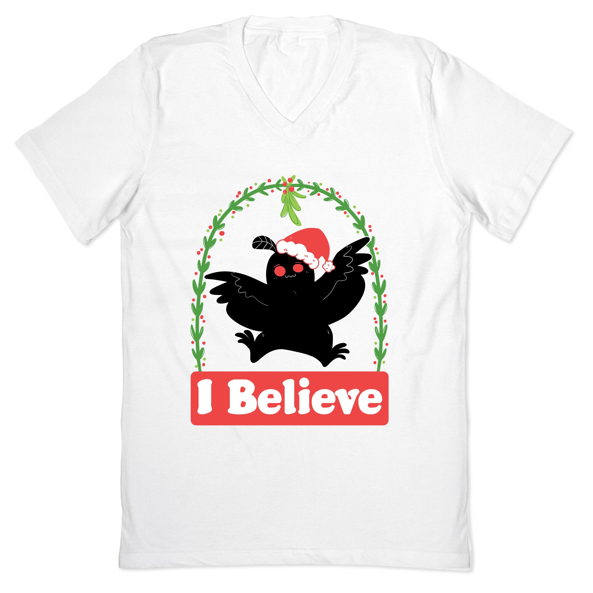 I Believe - Christmas Mothman  V-Neck